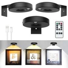 3Pack LED Picture Lights for Wall Rechargeable Battery Picture Frame Light Remot