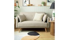 Evie Fabric 2 Seater Sofa Natural Modern Living Room Furniture Comfort