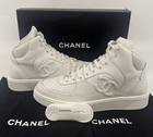 Chanel 23A Cc Calfskin High Top Trainer Sneaker Sz 9/39 White G45080 Women’s