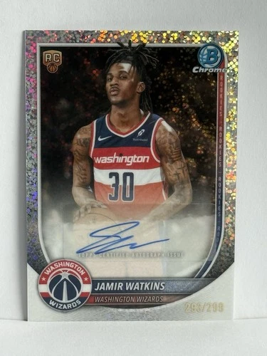 2025-26 Topps Bowman Chrome Jamir Watkins RC Auto Speckle Refractor 293/299 Wash