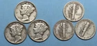SILVER! SILVER! SILVER! 1942 45 45-S MERCURY DIMES LOT 3 #MX3-84