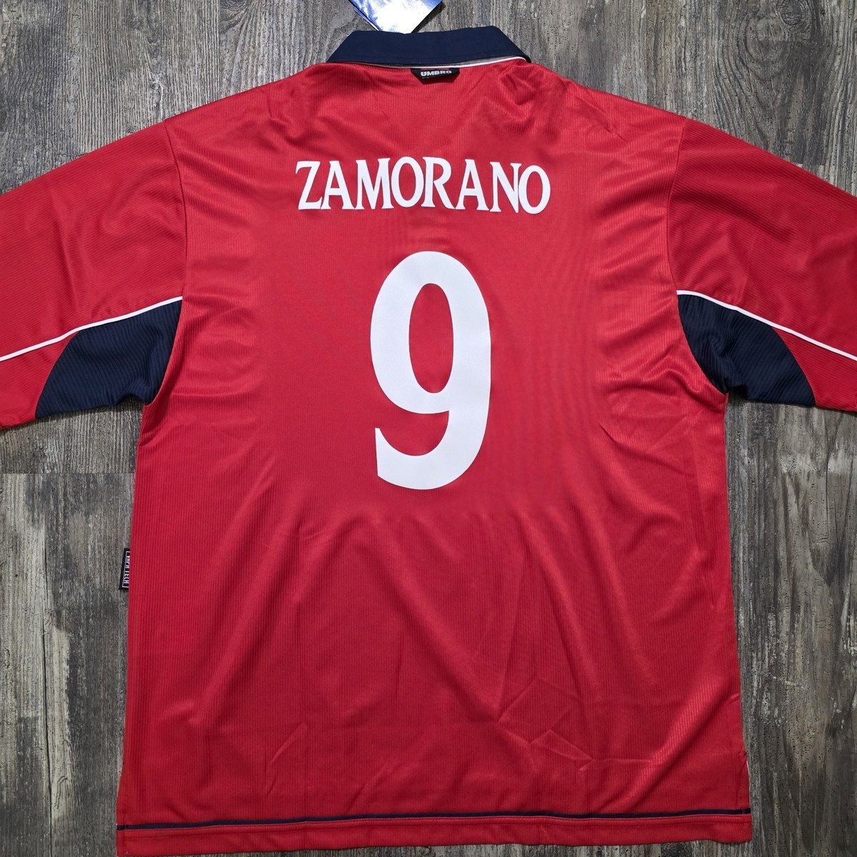 2001 Umbro Chile Home Soccer Jersey Ivan Zamorano Men XL Real