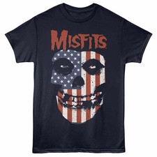 Misfits - Flag - Front Print Adult Short Sleeve Solid T-Shirt - Navy