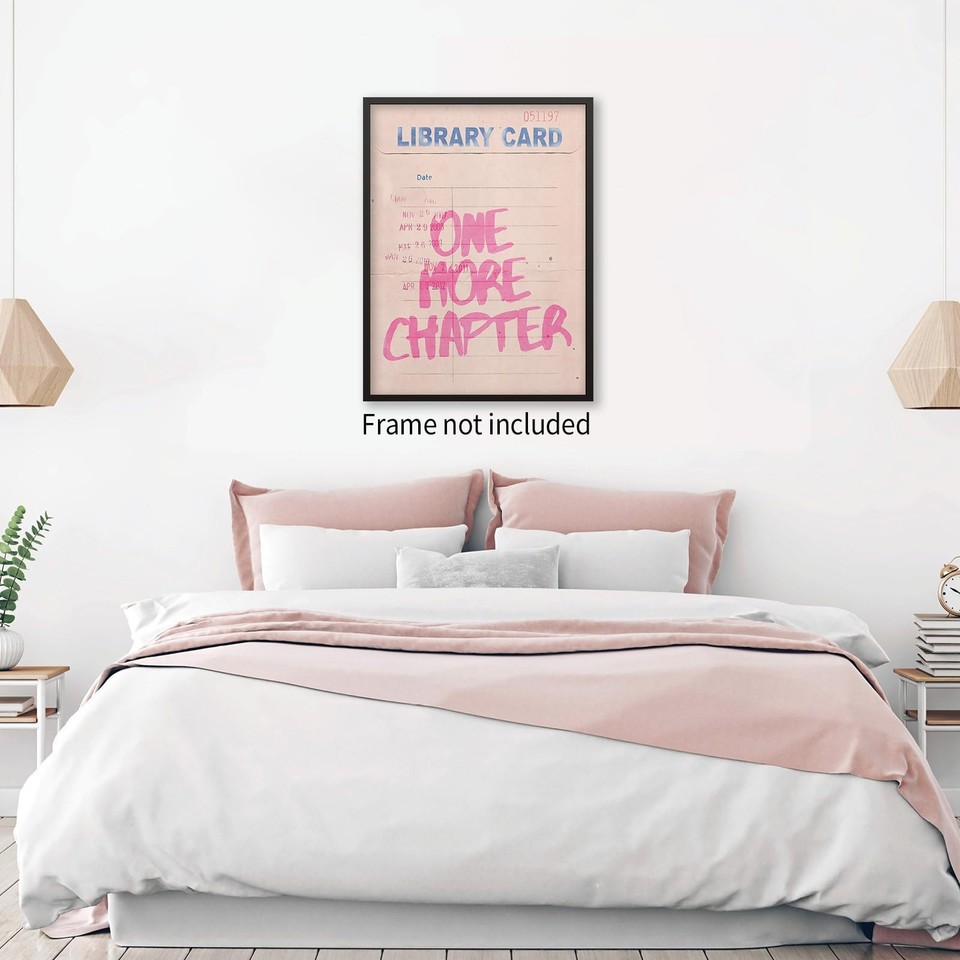 Pink Vintage Library Wall Art More Chapter Book Poster Trendy Bookish ...