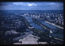 sl18 Slide 1960's   Paris Seine River skyline view downtown 450a