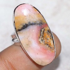 925 Silver Plated Peruvian Pink Opal Ring US 7 Charming Jewelry Trendy JW