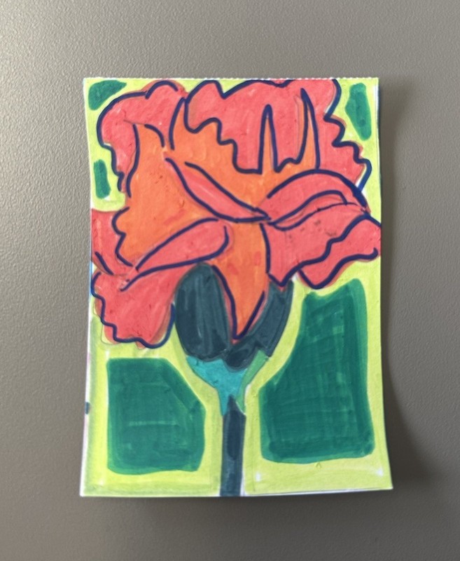 ACEO original art card Ohio State Flower Scarlet Carnation (35/50) 