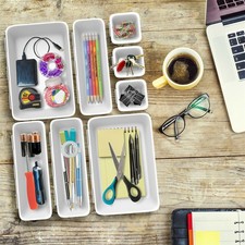 8 Pc Desk Drawer Organizer Set Office Crafts Bathroom Organizing Bins