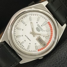 VINTAGE SEIKO 5 AUTOMATIC 7009A JAPAN MENS WHITE COLOR DIAL WATCH a708747-1