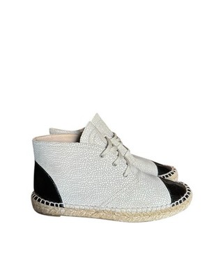 CHANEL ICONIC LOGO CRACKLE HIGH TOP ESPADRILLE Retail 995