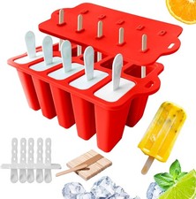 Easy Release Popsicles Molds, 10-Cavity Silicone Popsicle Molds with Sticks, ...