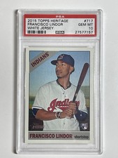 2015 TOPPS HERITAGE FRANCISCO LINDOR WHITE JERSEY  #717  PSA 10