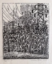 LUCIENNE BLOCH "Land of Plenty" Signed Woodcut 1936 RARE VARIANT  WPA/FAP