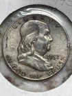1957 Franklin Half Dollar Circulated Good 90% Silver #60.