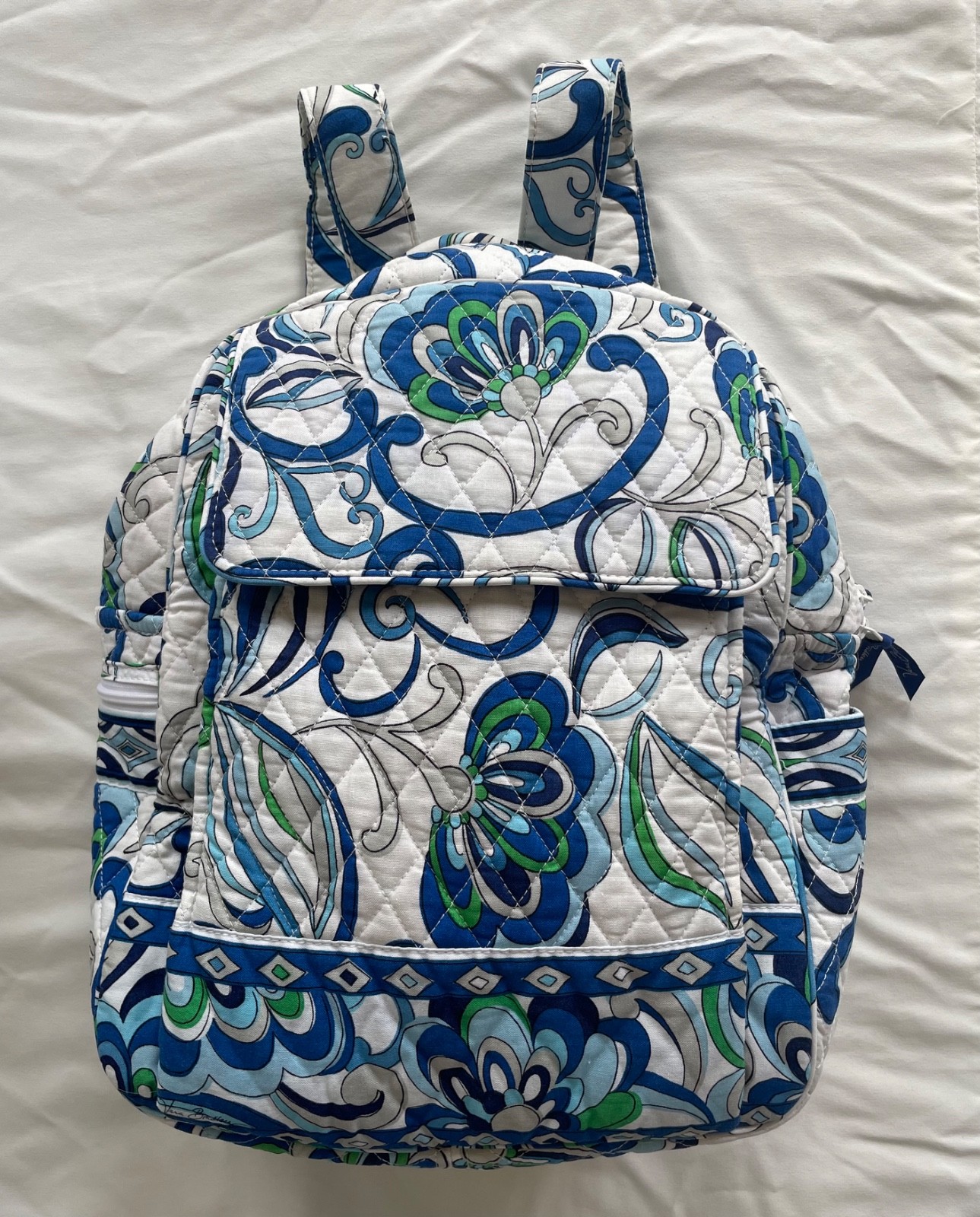 Vera Bradley Retired Mediterranean White small backpack