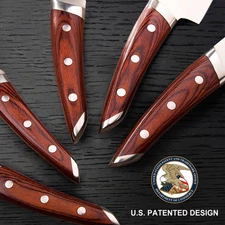 Brewin CHEFILOSOPHI Chef Knife Set 5 PCS with Elegant Red Pa