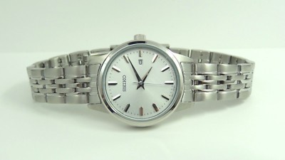 Seiko Ladies Watch SUR837 Silver Stainless Steel Date New 50m Gift for her Seiko SUR837 Silver Tone Stainless Steel Date Women main image 3