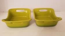 2 Rachel Ray 4qt Handled Baking Stoneware Casserole 2 Tone Green HO16 Rectangle