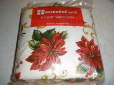 NEW Essential Home Round Tablecloth 70" Poinsettias (N2)
