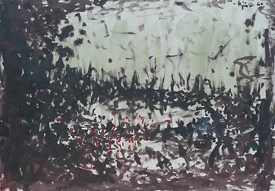 Expressionist Painter - Abstract Landscape - Oil Painting - Dated 1960