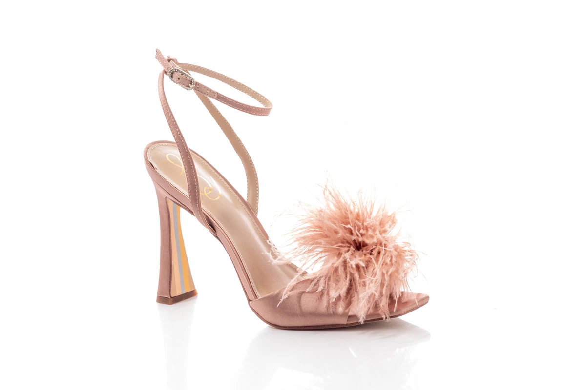 SAM EDELMAN Leon Feather Heel Women s Size 8.5 Praline Satin eBay