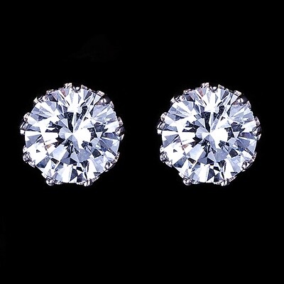 4ct CZ Stud Earrings brilliant cut Russian Cubic Zirconia men women gift  bridal
