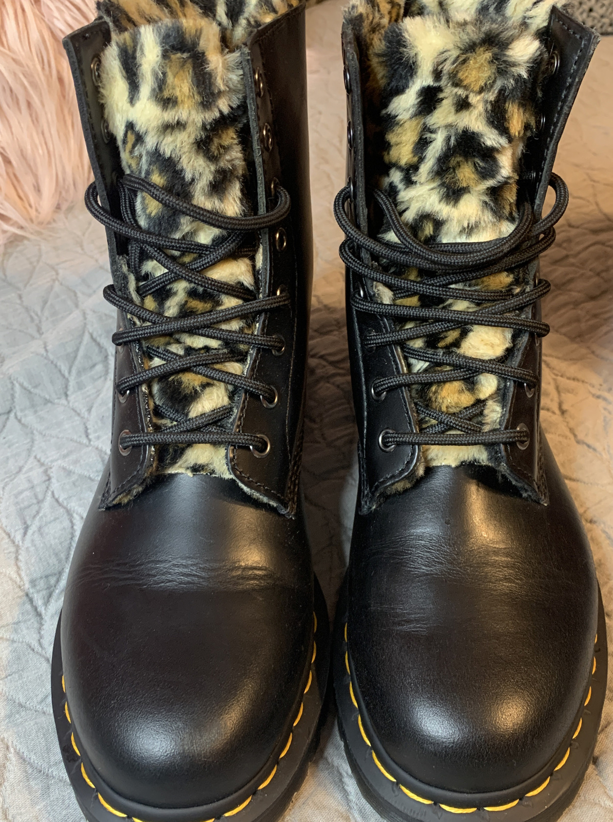 Dr. Martens Women\u0026#039;s 1460 Serena Leopard Faux Fur Lined Black Retail  W10 Boho | eBay