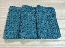 HANDMADE SET OF 3 CROCHET COTTON DISH CLOTHS OR WASH CLOTHS 8.5x8.5 INCHES NEW 