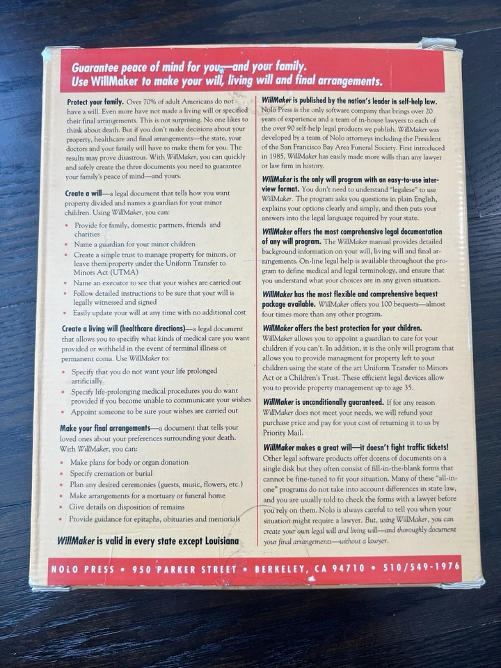 Will Maker Version 5 For Windows Book And 3.5” Floppy Disk NOLO Press - Image 2 of 4