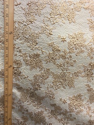 CHAMPAGNE GOLD Floral Brocade Fabric (60 Sold By The Yard