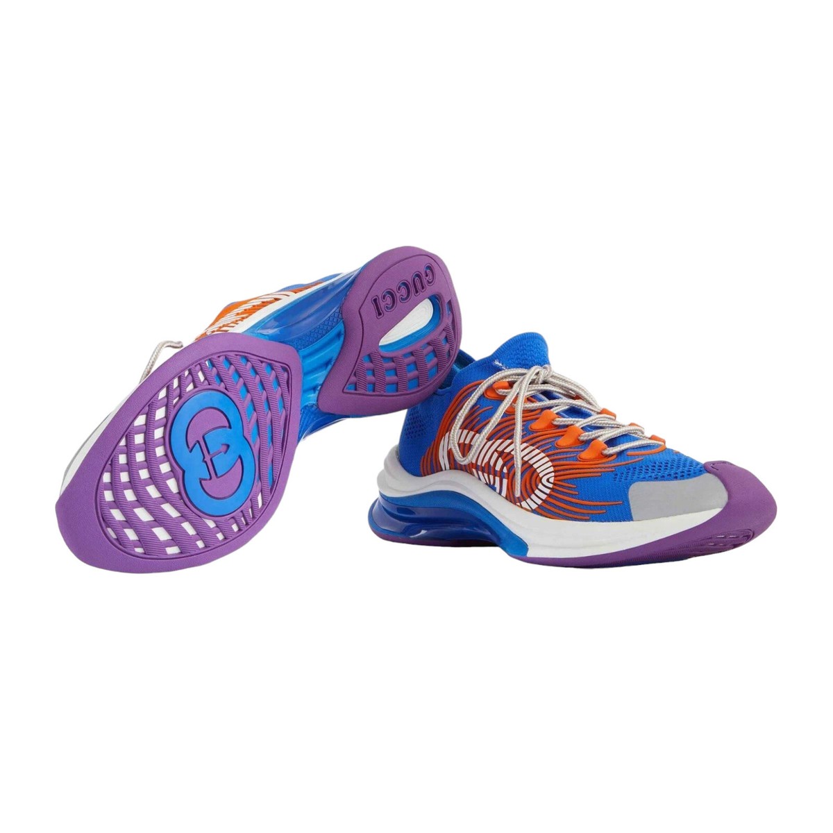 Authentic Men's Gucci Blue Fabric Technical Running Sneaker