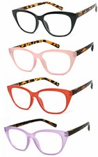 1 or 3 Pair Fashion Cat Eye Translucent Colorful Frame Full Lens Reading Glasses