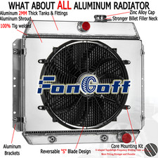 4rows Radiator Shroud Fan Fit 49-54 Chevy Bel Air Styleline Fleetline Two-ten V8