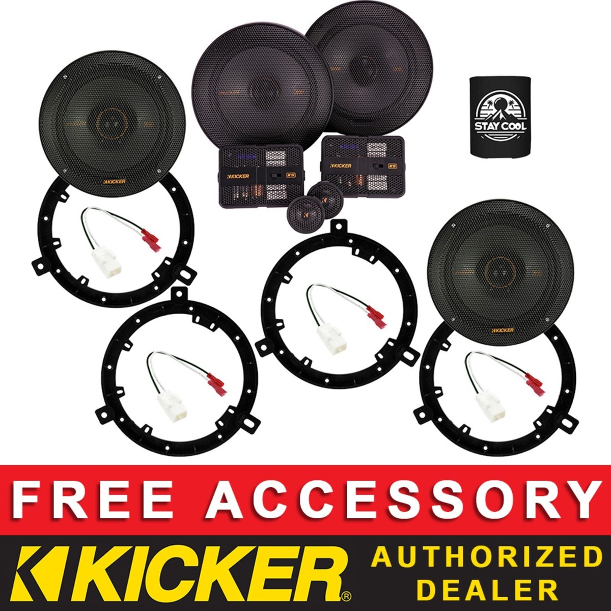 Kicker CSC674 コアキシャルスピーカーバッフルセット（カプラー付き