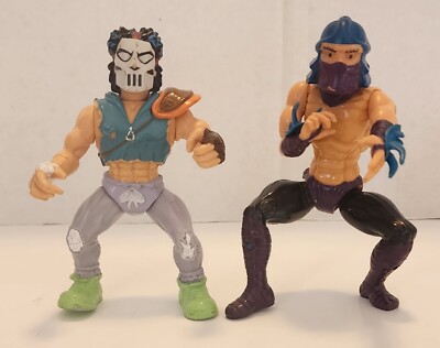 1988 Mirage Playmates TMNT LOT SHREDDER AND CASEY JONES Action Figure TMNT 2pc..
