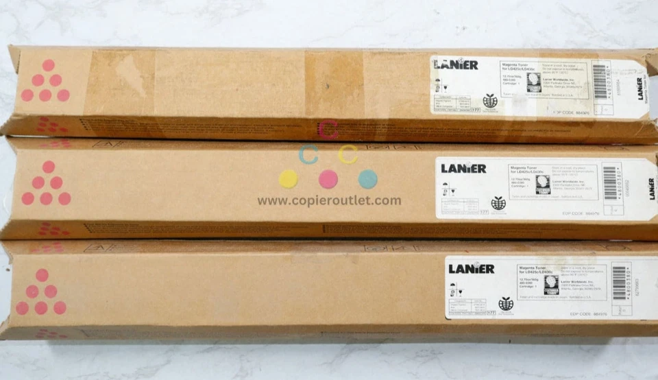 3 New OEM Lanier LD425c,LD430c,DSc530 Magenta Toner Cartridge 884976 - Image 1 of 4