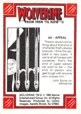 1992 MARVEL COMIC IMAGES WOLVERINE: FROM THEN 'TIL NOW II #64