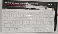 Macally Compact USB Wired Keyboard. USB White. For Mac & PC.