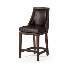 Maven Lane Open Box 26" Vienna Swivel Counter Stool in Walnut Finish with Marksm