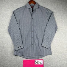 Hugo Boss Shirt 16 Gray Striped Casual Button Up Long Sleeve Mens