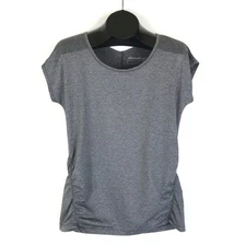 Eddie Bauer Ruched Active Tee Women's Medium Gray Short Sleeve Fitness Outdoor