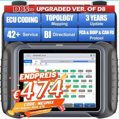 2026 XTOOL D8S V2.0 OBD2-Scanner, bidirektionales Scan-Werkzeug für alle Systeme