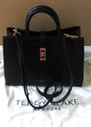 Teddy Blake  Lola Croco 10"  Bag Satchel in Black NWOT