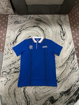 Rangers AC/DC blau Fußball Poloshirt neu mit Etikett Größe Large Herren Castore S/S selten