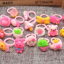 50 Pcs Mixed Color Plastic Cartoon Rings Children Kids adjustable Jewelry Gifts