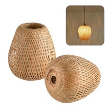 2-Pack Lamp Shade,Hand-Woven Rattan Hanging Light Shade,D 9.84" Rattan Table ...