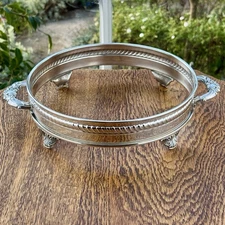 Vintage Poole Silver Co. Pie Casserole Holder Stand #158 Rococo for 9” Dish