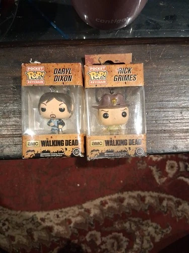 The Walking Dead Rick Grimes and Daryl Dixon Pocket Pop! 2 Keychains Collectible