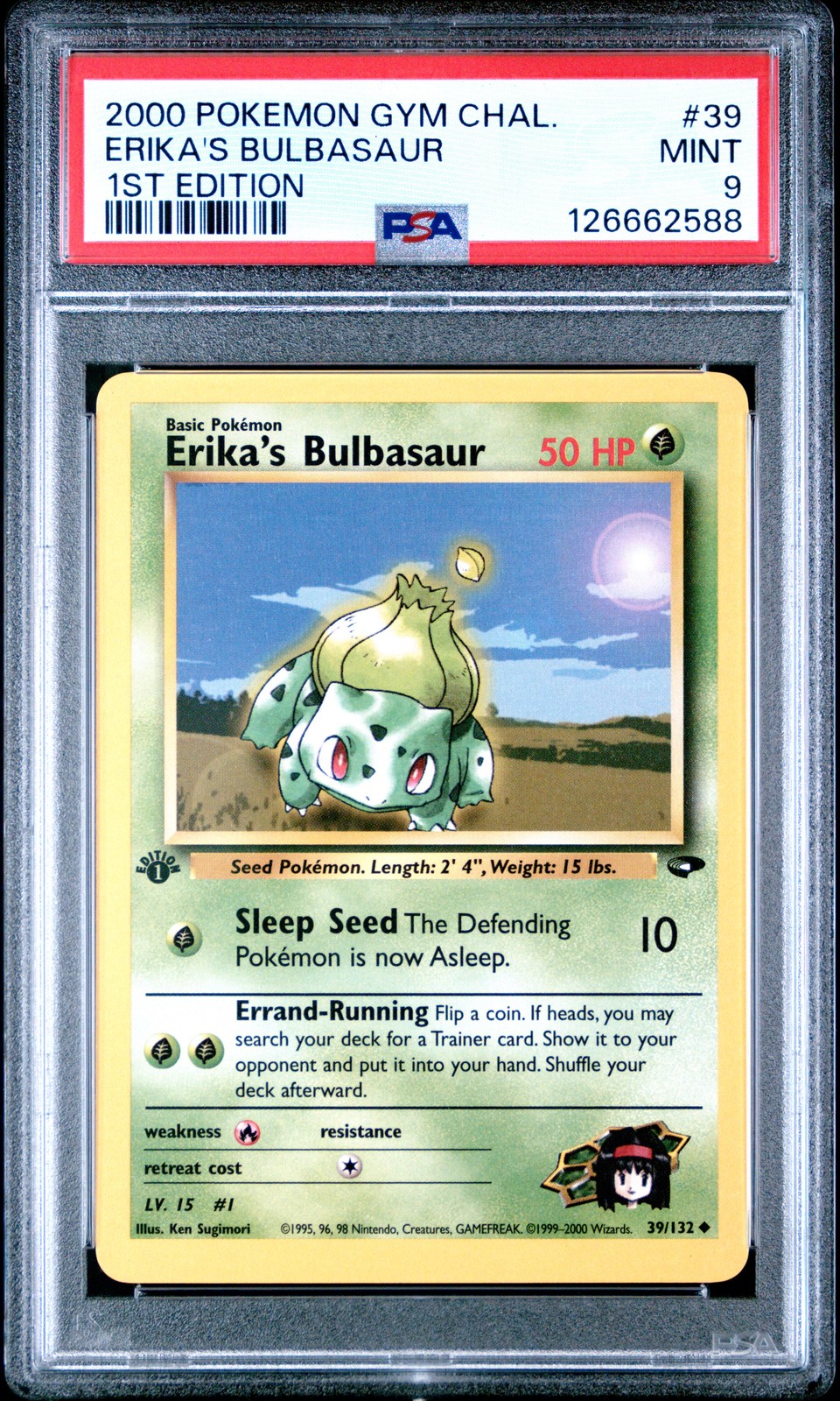 2000 POKEMON GYM CHALLENGE 1ST EDITION #39 ERIKA'S BULBASAUR PSA 9