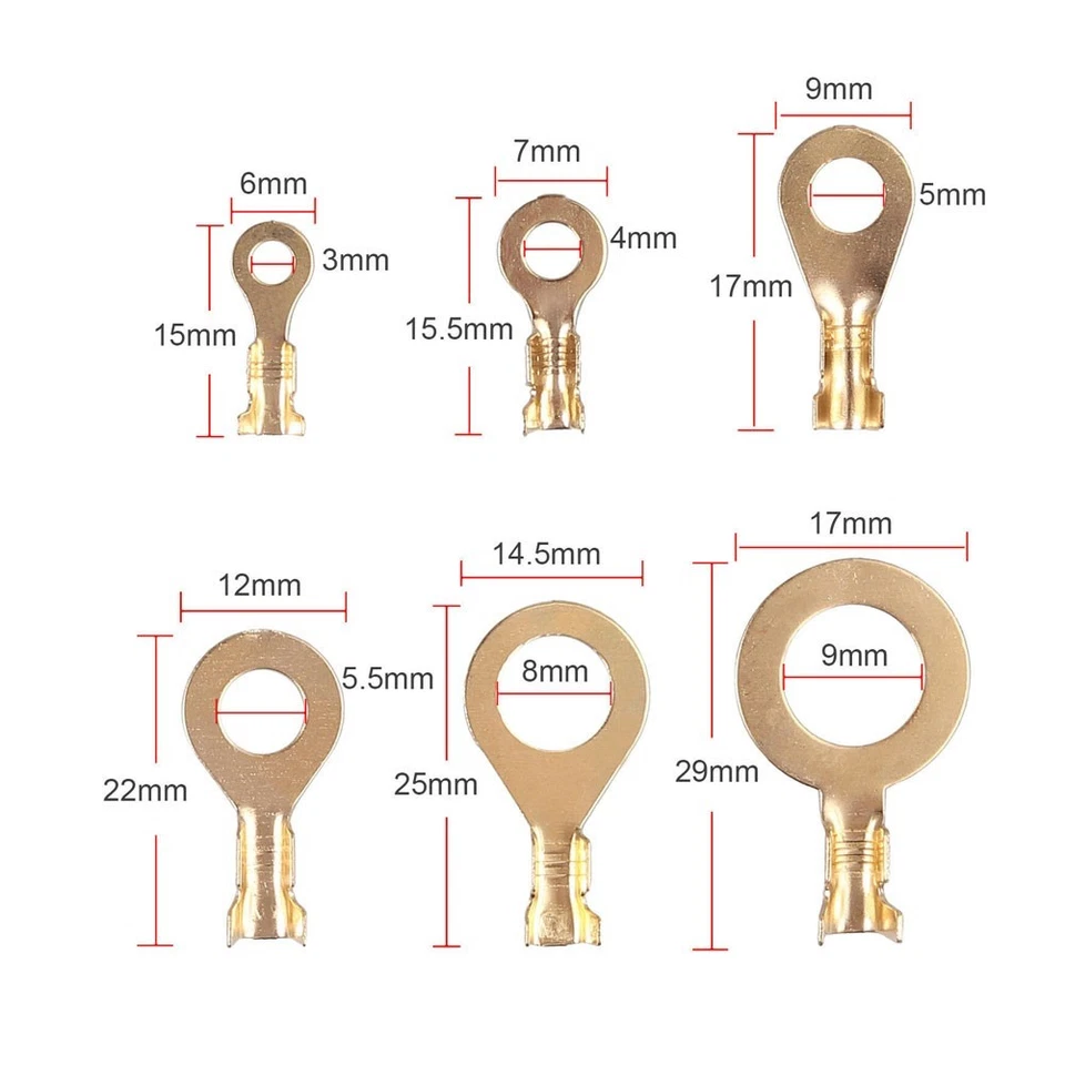 Crimp Connector 88g / 3.11oz Gold 150pcs/set Lugs Ring Copper Wire Terminals - Image 4 of 4